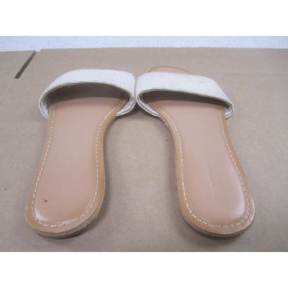 Old Navy Sandals Womens 6 Beige Brown Slip On Slides Fabric Upper Casual - Picture 3 of 9
